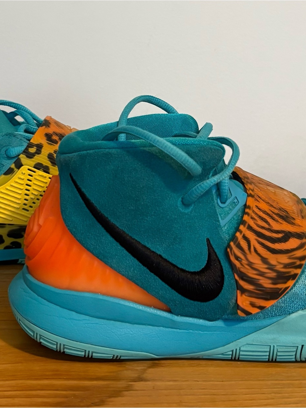 Nike Kyrie 6 Kids 6.5Y Blue/Orange Animal Print Sneakers BQ5599-300 - Picture 1 of 16